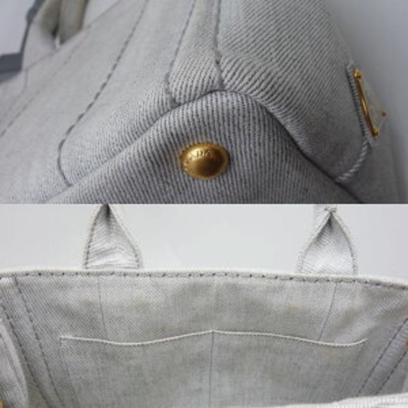 PRADA Canapa tote bag canvas Grey white - Picture 4 of 8